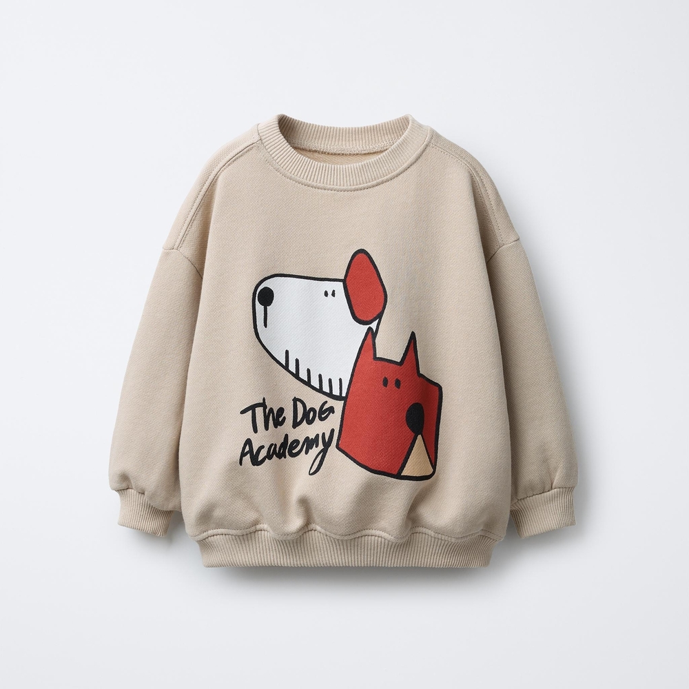 Kids Beige Dog Academy Sweatshirt - 2T